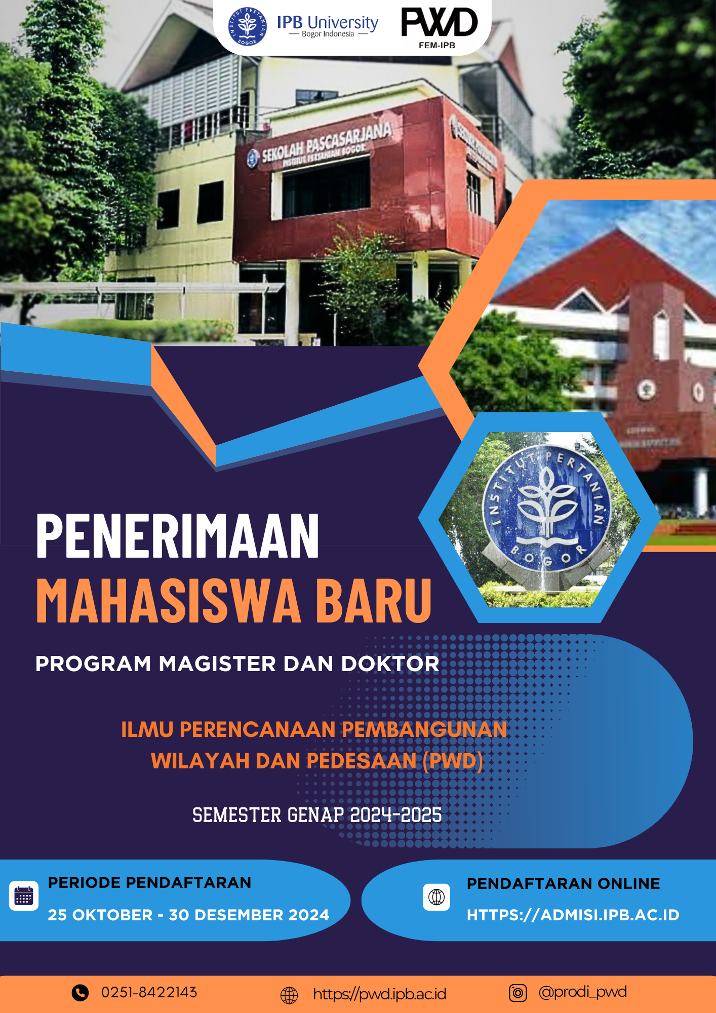 Penerimaan Mahasiswa Baru Program Magister dan Doktor Ilmu Perencanaan Pembangunan Wilayah dan Pedesaan Semester Genap T.A 2024-2025