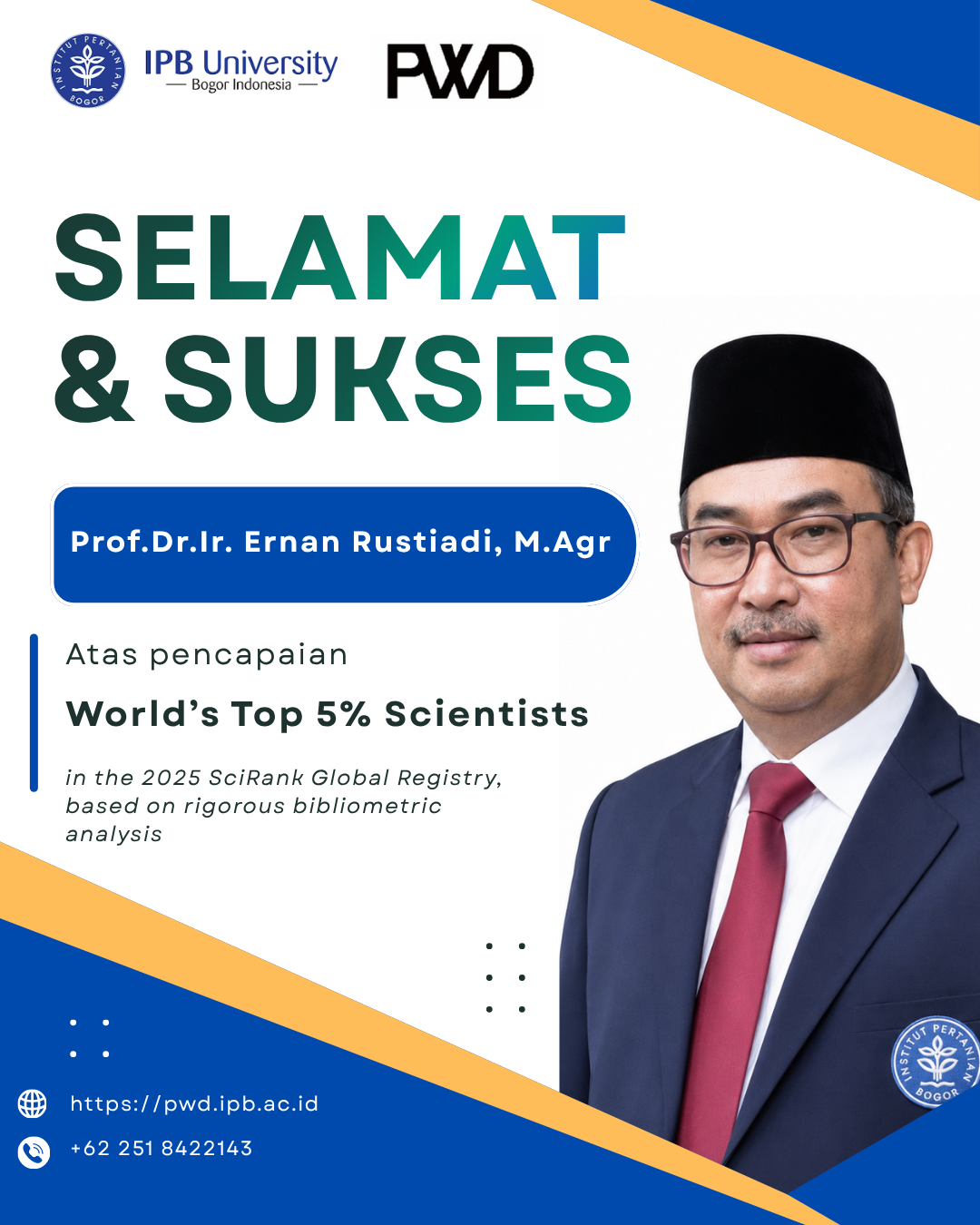 Menembus Panggung Global, Prof. Ernan Rustiadi Raih World’s Top 5% Scientists