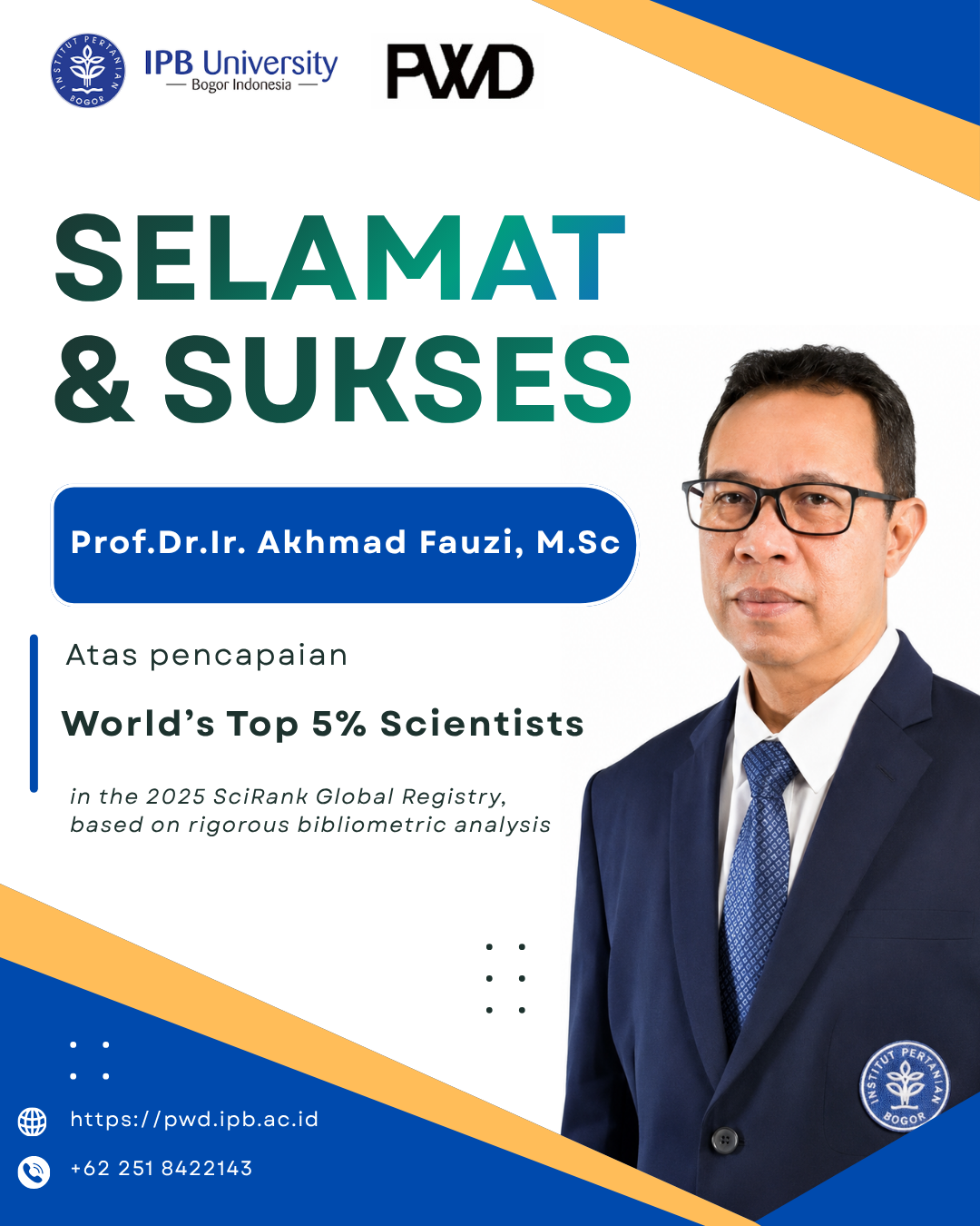 Mendunia! Prof. Akhmad Fauzi Masuk Jajaran World’s Top 5% Scientists